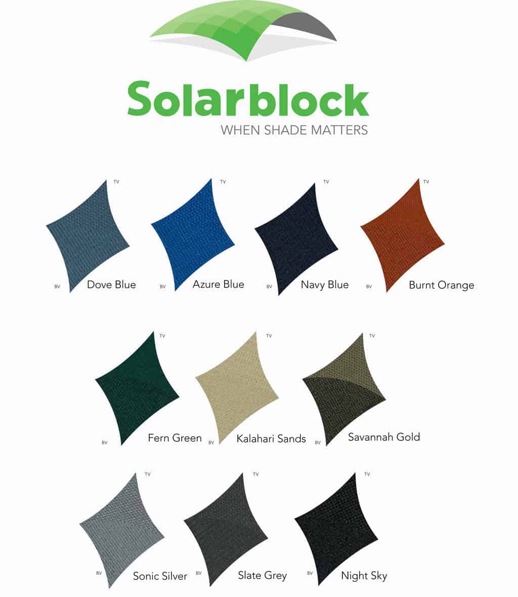 Solarblock Shade Sail Colours