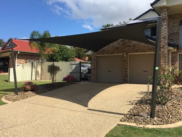 5 point double carport shade installed at Parkinson, Brisbane by Superior Shade Sails.
