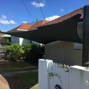Brisbane Carport Shade Sail using Black Abshade material installed in  Kedron. Brisbane Carport Shade Sail using Black Abshade material installed in  Kedron.