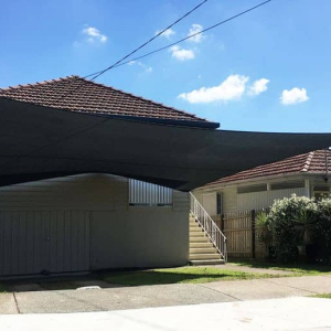 Brisbane Carport Shade Sail using Black Abshade material installed in  Kedron. Brisbane Carport Shade Sail using Black Abshade material installed in  Kedron.