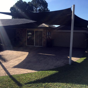 Carport shade sail in Lawnton, Brisbane installed by Superior Shade Sails. Carport shade sail in Lawnton, Brisbane installed by Superior Shade Sails.