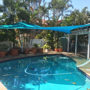 Brisbane Shade Sail Replacement. 4 point sail in Calamvale Aquamarine using Z-16 Fabric. Brisbane Shade Sail Replacement. 4 point sail in Calamvale Aquamarine using Z-16 Fabric.