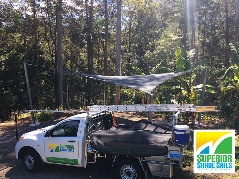 Tallebudgera Valley - Gold Coast - Secluded lifestyle. 1 x 4 point hypar shade sail - Rainbow Shade Charcoal