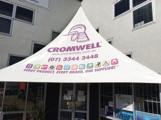 Cromwell sail replaced with new White Sails at Coopers Plains.