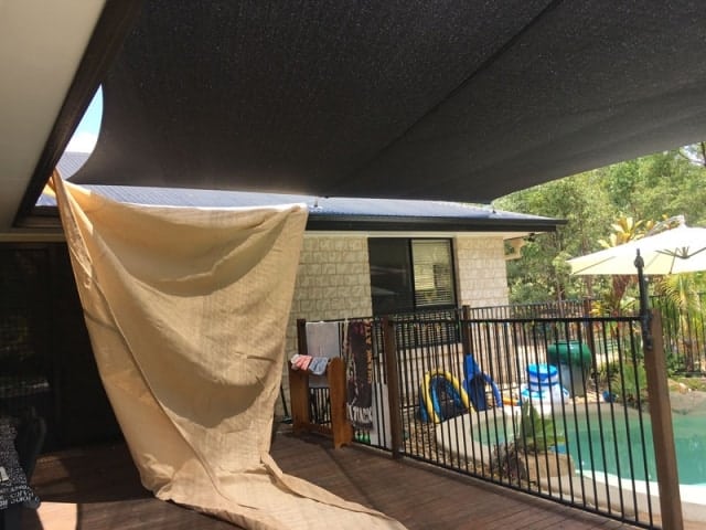 Twin overlapping pool shade sails-New Beith, Logan, Brisbane installed by Superior Shade Sails