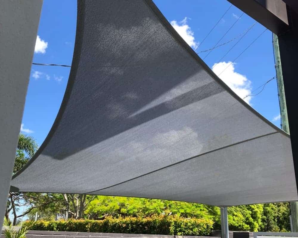 4 Point replacement shade sail in Z-16 Silver material. Tennyson