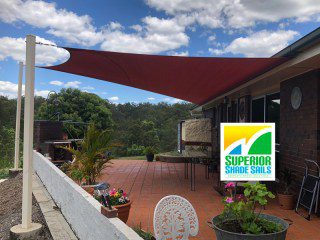 Patio Shade Sail - Cashmere, Brisbane  Z-16 material in Red Earth colour installed by Superior Shade Sails Brisbane