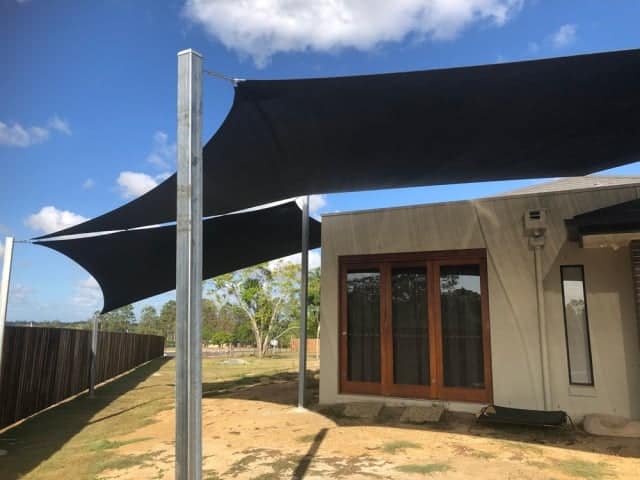 Brisbane shade sail installation at Forestdale. Using the Z-16 fabric we joined two shade sails together to provide a lot of shaded area.