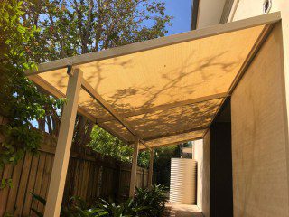 Replacement Shade Sail for a home in Graceville, Brisbane. We set up the 4 sided sail track using Rainbow Shade Z-16 material which looks great!