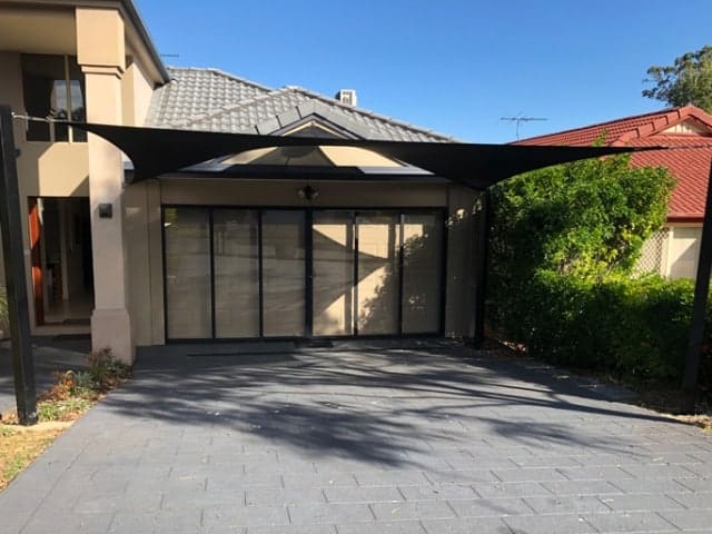 5 point Carport Shade Sail installed at Forest Lake, Brisbane southside.