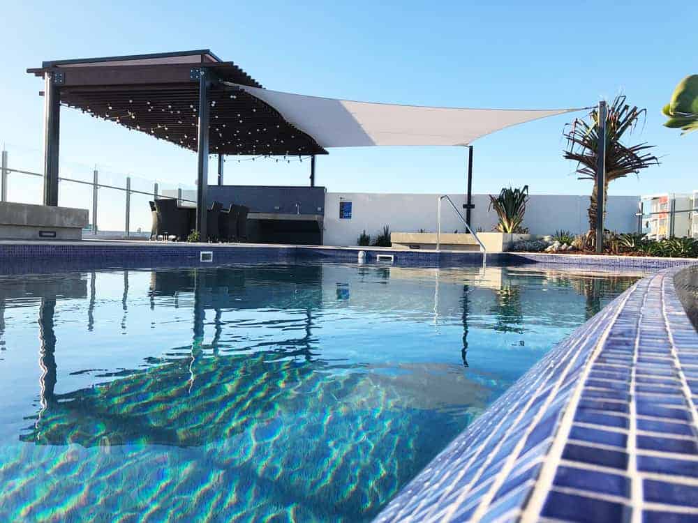 Shade Sail for the roof top and pool area of this luxury apartment building Shade Sail for the roof top and pool area of this luxury apartment building in West End, Brisbane in Rainbow Z-16 cloth fabric.