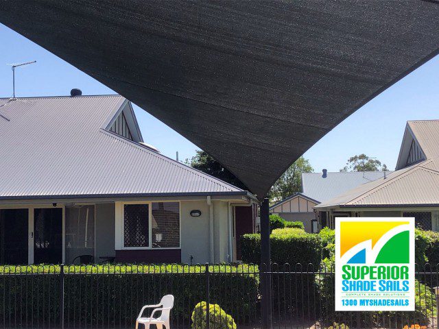 Replacement Pool Shade Sail installed at East Ipswich with a 3 point shade sail by Superior Shade Sails Brisbane