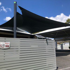 Twin Overlapping Shade Sails in Z-16 Shade Fabric in Parkinson