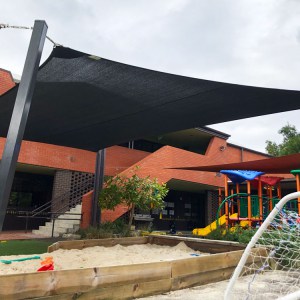 This 4 point shade sail installed at St. Sebastians School recently is just the thing for protecting the kids in the sandpit