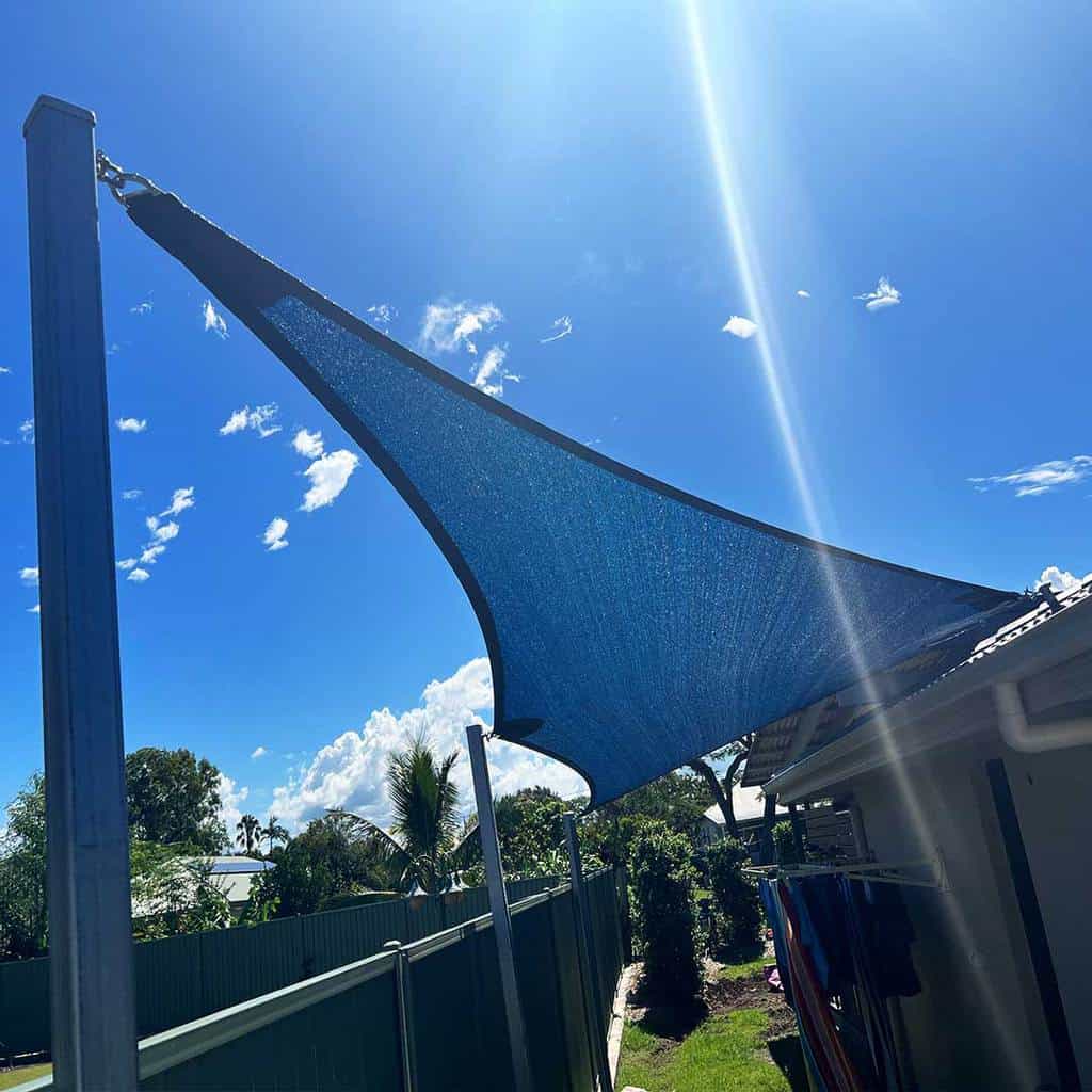 Z-16 5 Point Shade Sail to stop western sun installed by Superior Shade Sails