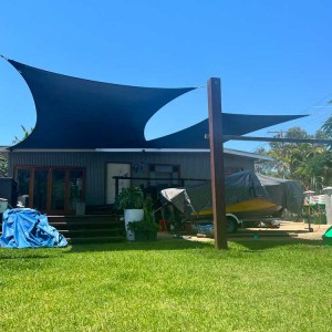 We used the Z16 Shade Fabric once again for these replacement sails to shade the Patio and the Boat.