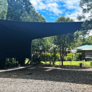 We used the Extreme 32 shade cloth in Charcoal for this 6 x point shade sail return, to block the afternoon sun
