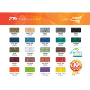 Z16 Shade Fabric Colours