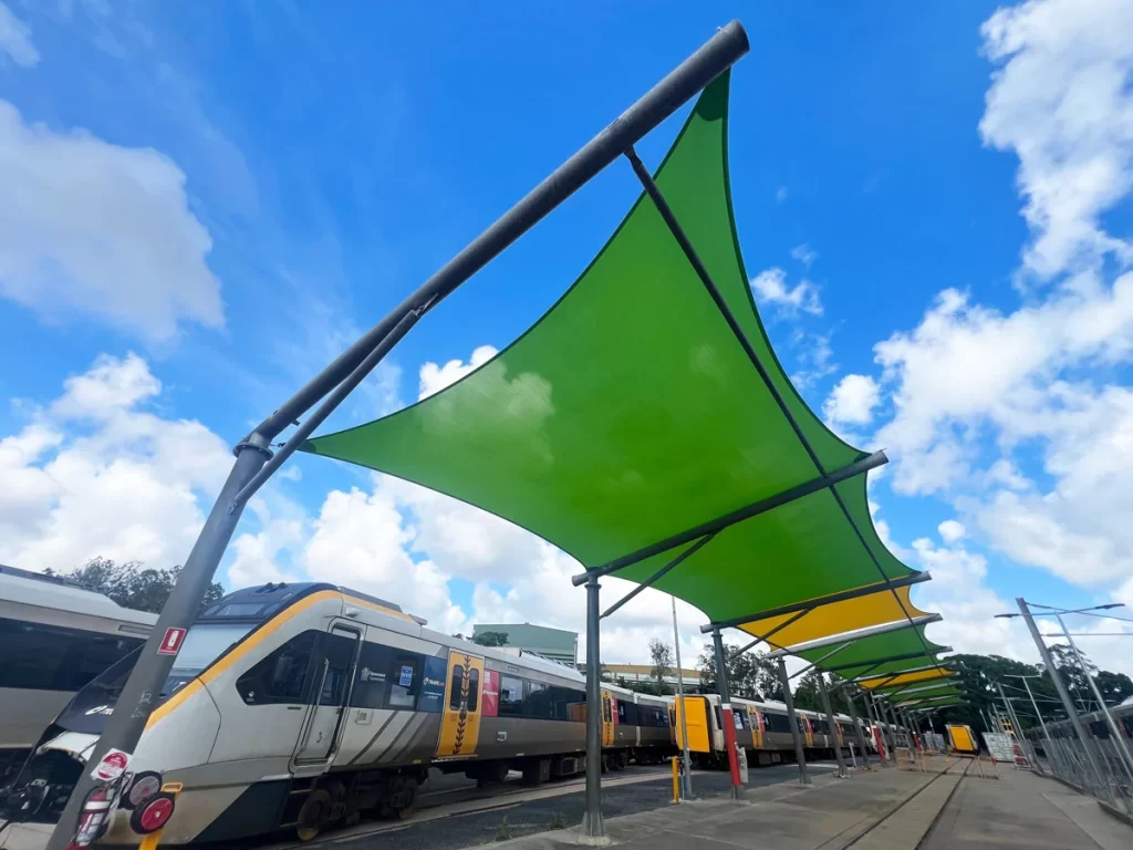 Shade Sail project with Downer Engineering & QMT Maryborough Superior Shade Sails take pride in announcing the successful completion of a project with Downer Engineering & QMT at the Maryborough train maintenance yards.