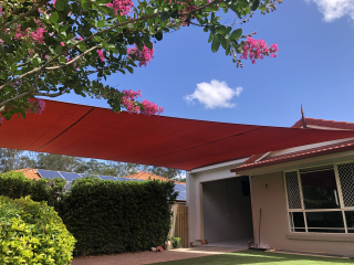 4 Point Carport Shade Sail in Z16 Red Earth 4 Point Carport Shade Sail in Z16 Red Earth shade fabric.