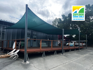 8-point commercial shade sail installed at the Gallipoli Army Barracks by Superior Shade Sails