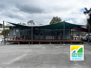 8-point commercial shade sail installed at the Gallipoli Army Barracks by Superior Shade Sails