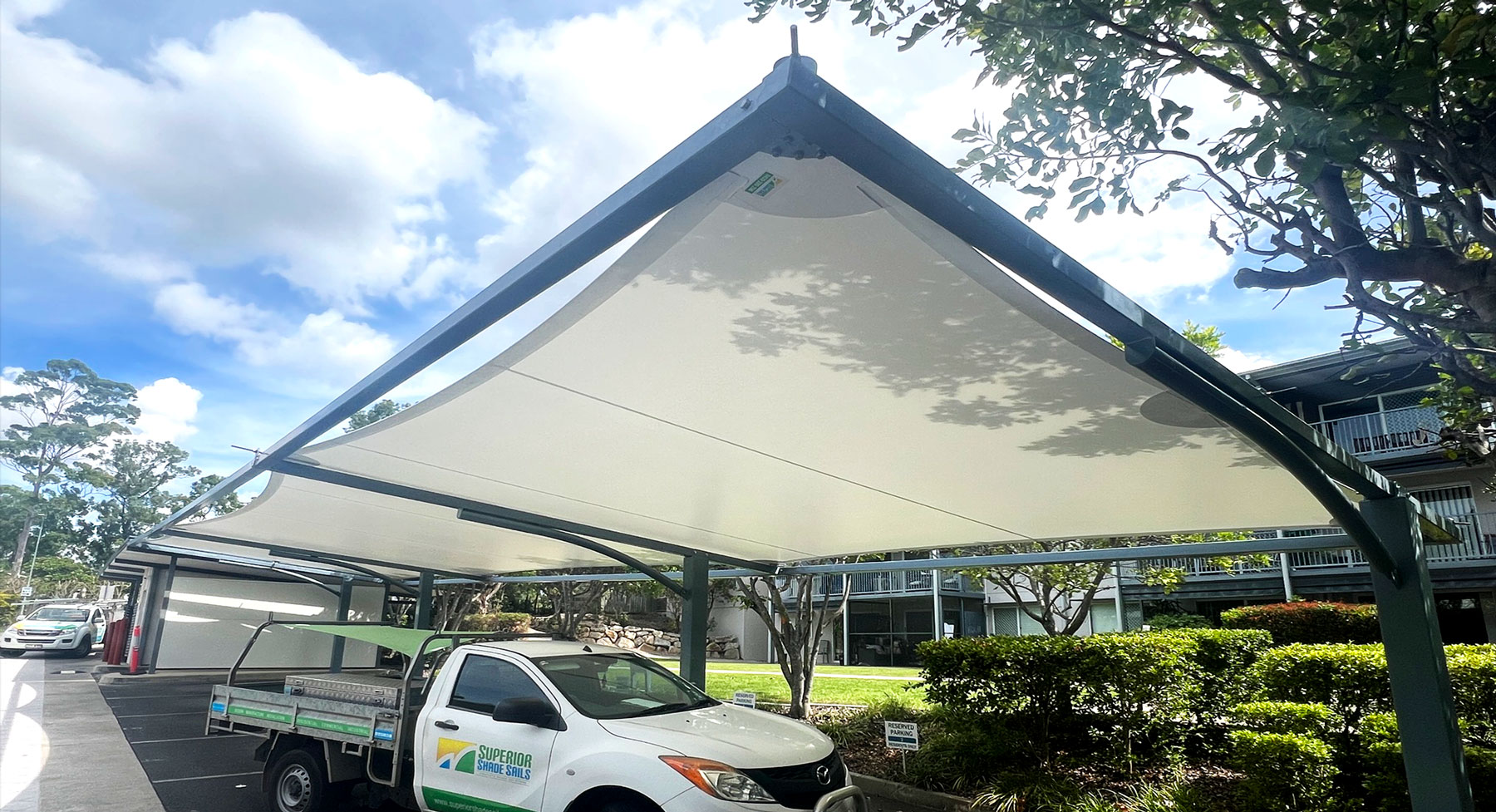 Superior Shade Sails installation of Car Park Shade Sails at the Islamic College in Kuraby, Logan
