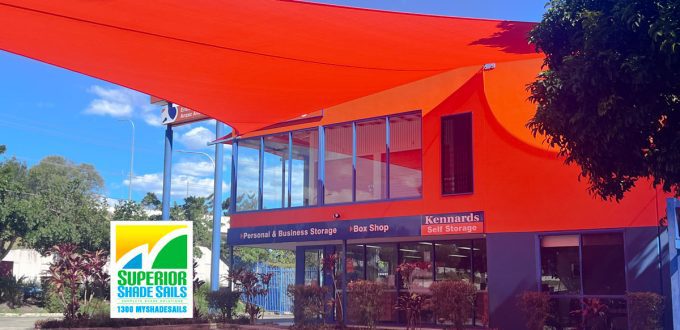 Bright New Shade Sails for Kennards Hire. Our team replaced the old shade sails at Kennards with brand new ones giving the space a clean, modern upgrade.