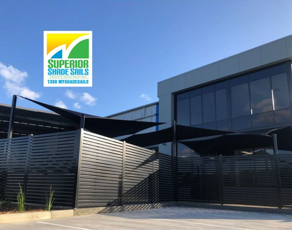 Showing off this installation we did earlier this year. These black Z-16 shade sails not only look sleek and modern against the grey slat fence